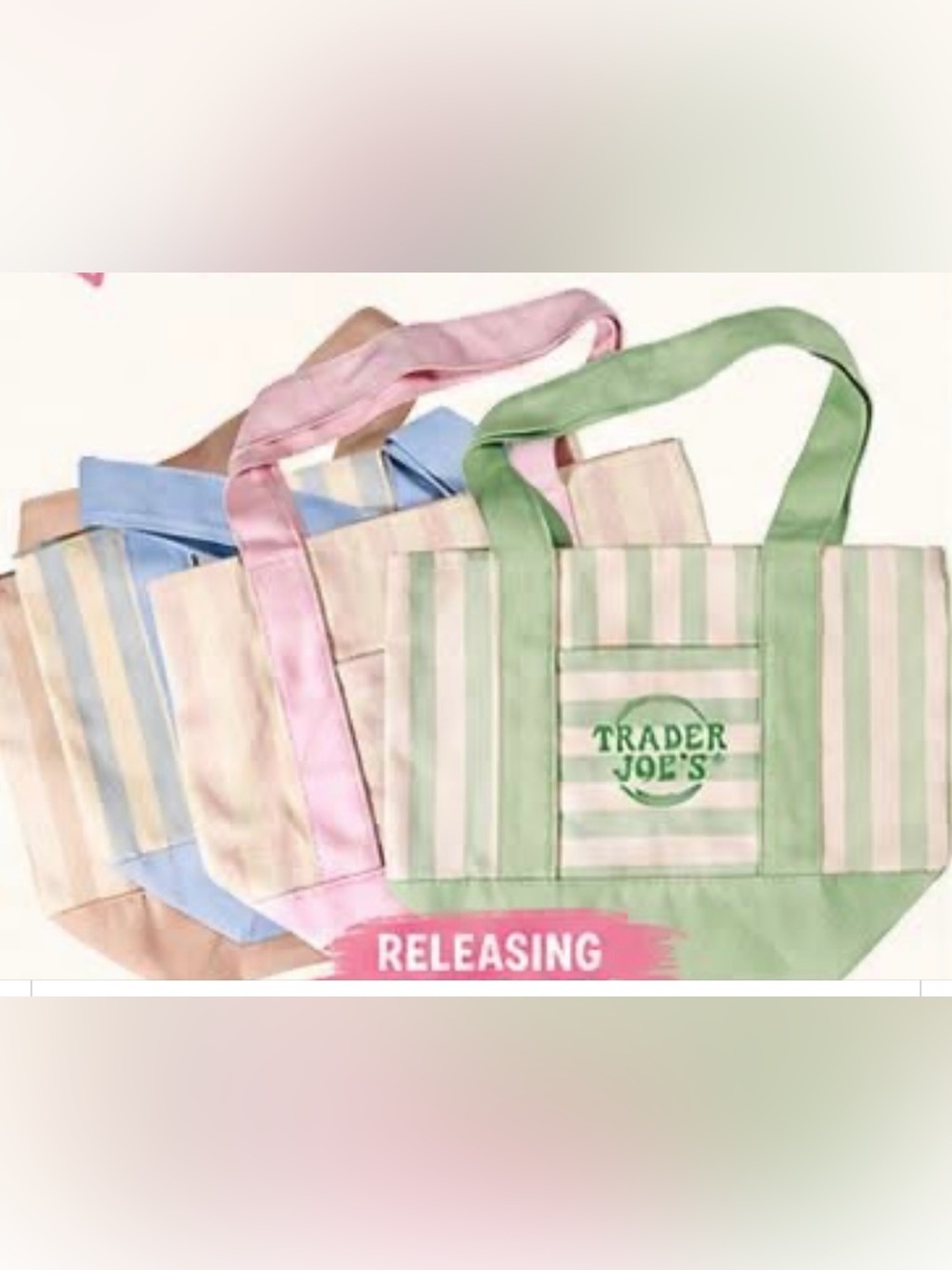 Trader Joe’s pastel mini stripe canvas Tote Bag